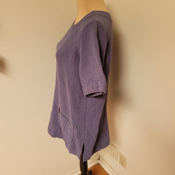 Soft Surroundings Navy Gauze Tunic with Pockets - Picture 5 of 6